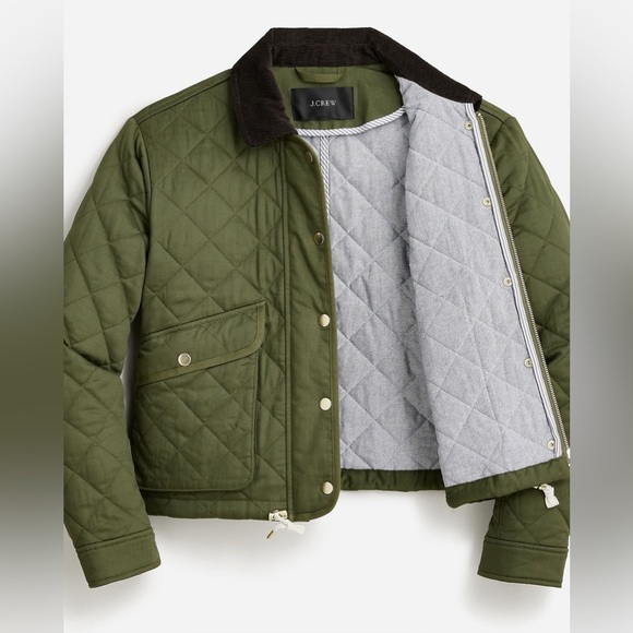 NEW J.Crew Limited-edition new cropped quilted Barn Jacket Green Size XS - Picture 14 of 14